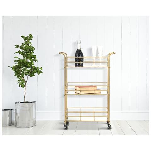 Carrello Glam A 3 Ripiani Con Struttura Oro E Piani Specchiati 60x30,5x80 Cm - Foto 8