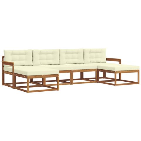 Set di divani da esterno con cuscino 6 pcs Naturale e Crema - Foto 1