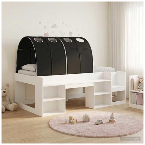 Letto alto per bambini con storage Bianco e Nero - Foto 2