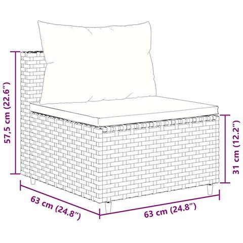 Set Divani da Giardino 9 pz con Cuscini in Polyrattan Grigio - Foto 9