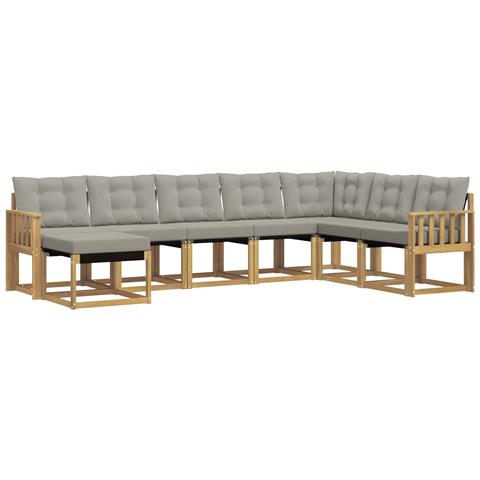 Set di divani da esterno 8 pcs Bianco e Grigio Chiaro - Foto 1