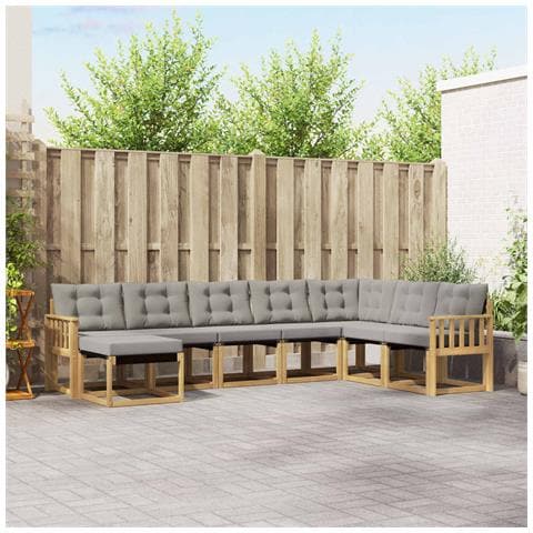 Set di divani da esterno 8 pcs Bianco e Grigio Chiaro - Foto 2