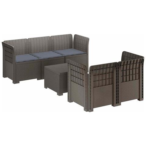 Divano da Giardino 5 Posti con Cuscini Stile Rattan PP - Foto 1