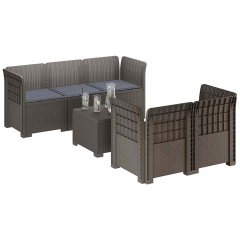 Divano da Giardino 5 Posti con Cuscini Stile Rattan PP - Foto 2