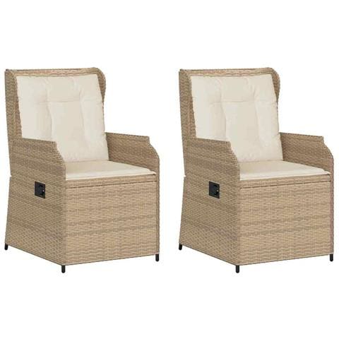 Panchina da giardino 2 pz Beige polyrattan - Foto 1