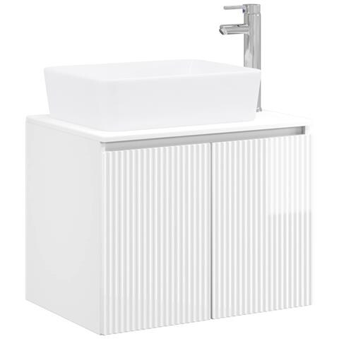 Set di mobili per il bagno Bianco Lucido Legno ingegnerizzato - Foto 1