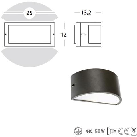 Applique mezzaluna moderna lampada da parete chiusa da esterno grigio - Foto 2