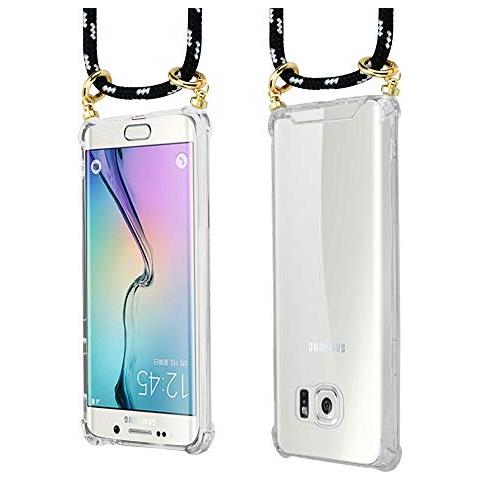 Catena Di Telefoni Cellulari Compatibile Con Samsung Galaxy S6 In Nero Argento - Coperchio Protettivo In Silicone Con Anelli D'oro, Cinturino In Corda E Custodia Staccabile - Foto 2