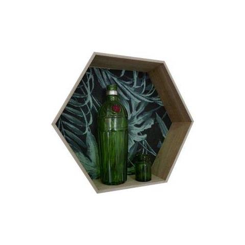 Scaffale Esagonale In Legno 39 X 34 X 10 Cm - Foto 2