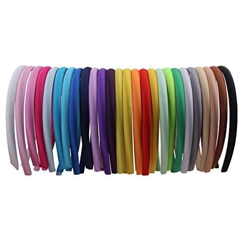 Girls Fasce Ricoperte Di Raso Fai Da Te 1 Cm Larghezza 36 Cm Dimensioni Cerchio (26 Pezzi Per Confezione Ogni Colore 1 Pezzo)  - Foto 1