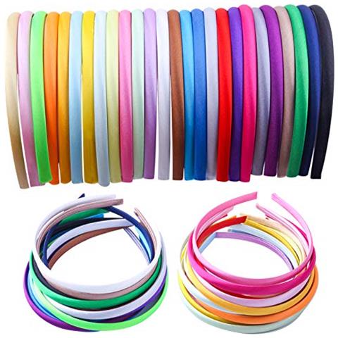 Girls Fasce Ricoperte Di Raso Fai Da Te 1 Cm Larghezza 36 Cm Dimensioni Cerchio (26 Pezzi Per Confezione Ogni Colore 1 Pezzo)  - Foto 2