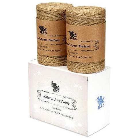 H S Juta Spago String 600 Piedi 6ply 3 Mm Di Spessore Forte Naturale Iuta Corda Rotolo Pi Forte Di 3ply Per I Regali Fiorai Giardino - Foto 2