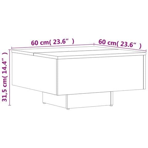 Tavolino Salotto Rovere Sonoma 60x60x31,5 cm Legno Multistrato - Foto 8