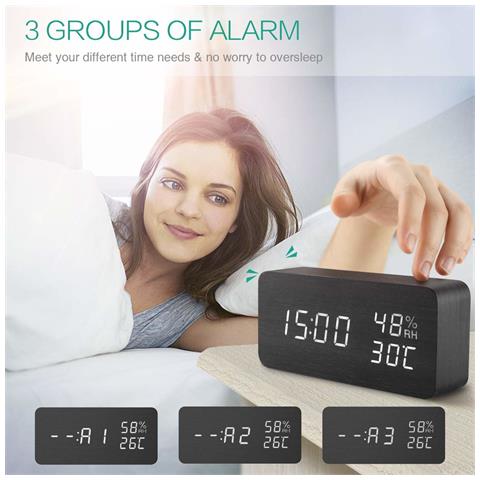 Sveglia Digitale A Led Nera - Foto 10