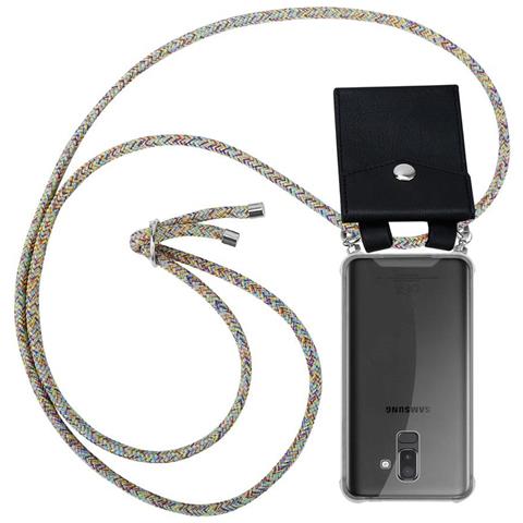 Catena Di Telefoni Cellulari Compatibile Con Samsung Galaxy A6 Plus 2018 In Rainbow - Coperchio Protettivo In Silicone Con Anelli D'argento, Cinturino In Corda E Custodia Staccabile - Foto 1