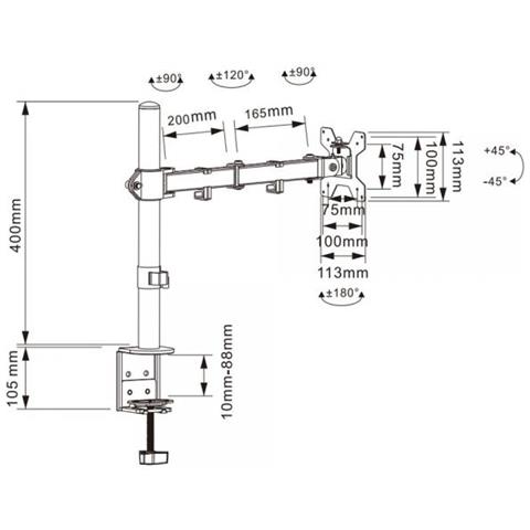 Supporto per Scrivania ICA-LCD503BK2 da 13- 27" Peso Massimo Supportato 8 Kg Colore Nero - Foto 5