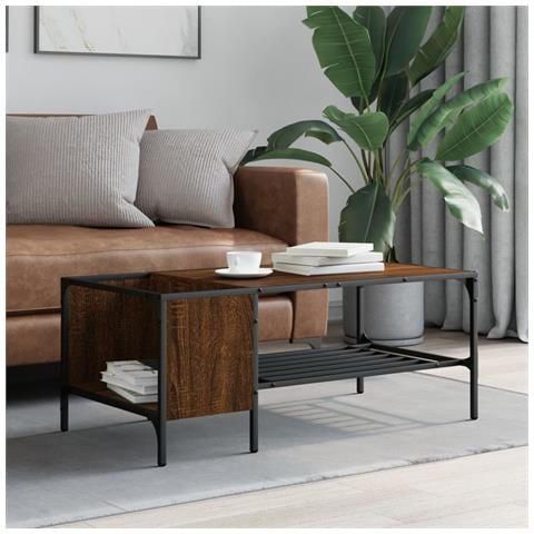 Tavolino Salotto Ripiano Rovere Marrone 100x51x40cm Multistrato - Foto 3