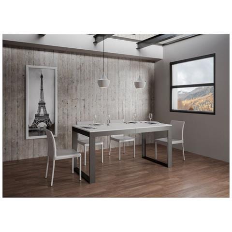 Tavolo Allungabile 90x180/440 Cm Tecno Evolution Telaio Antracite - Bianco Frassino - Foto 2