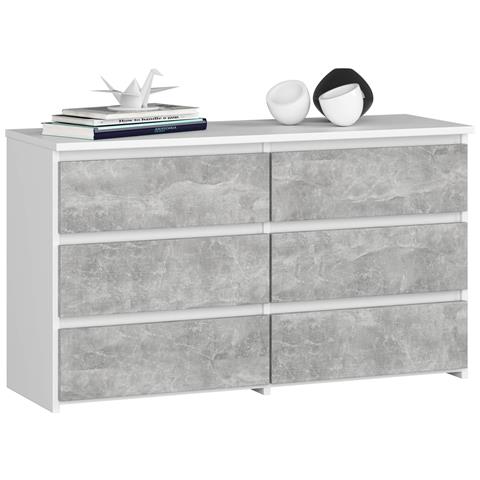 Cassettiera CL100, 6 cassetti, 100x35x57 cm, Colore Bianco e Grigio Cemento - Foto 1