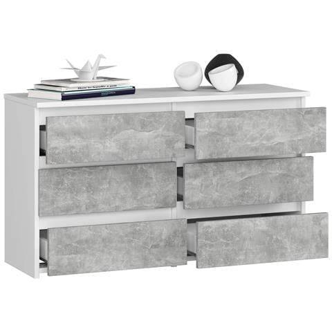 Cassettiera CL100, 6 cassetti, 100x35x57 cm, Colore Bianco e Grigio Cemento - Foto 2