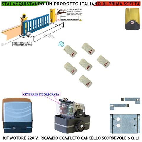 Motore 220 V 250 W Completo Di Centrale Per Cancello Scorrevole Traina 6 Quintali 6 Radiocomandi Ricambio Universale - Foto 1