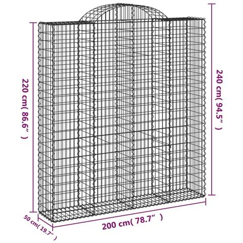 Cesti Gabbioni Ad Arco 15 Pz 200x50x220/240 Cm Ferro Zincato - Foto 5