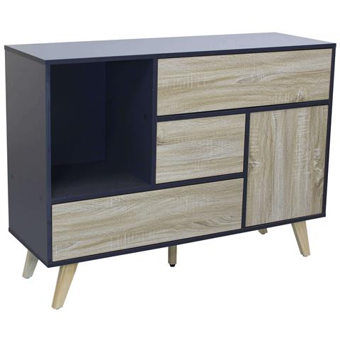 Mobile Credenza Madia Moderna Da Interno Soggiorno In Legno Nobilitato Bilaminato Con 3 Cassetti Ed 1 Anta Linea Elegance - Black - Foto 1