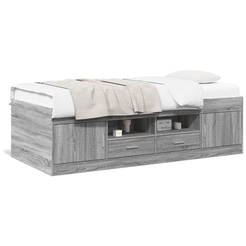 Divano Letto Con Cassetti Grigio Sonoma 90x200 Cm Multistrato - Foto 8