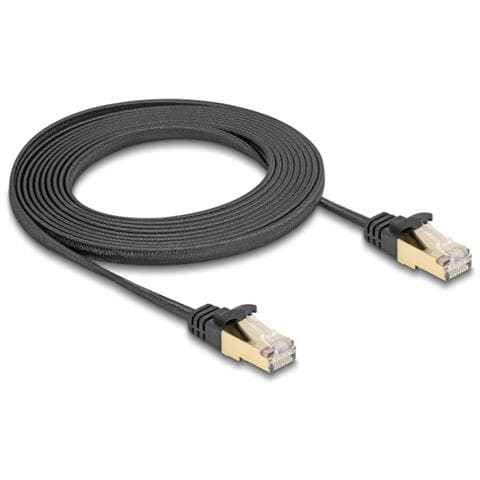 Cavo di rete piatto RJ45 con rivestimento intrecciato Cat. 6A U /FTP maschio-maschio 3 m nero - Foto 3
