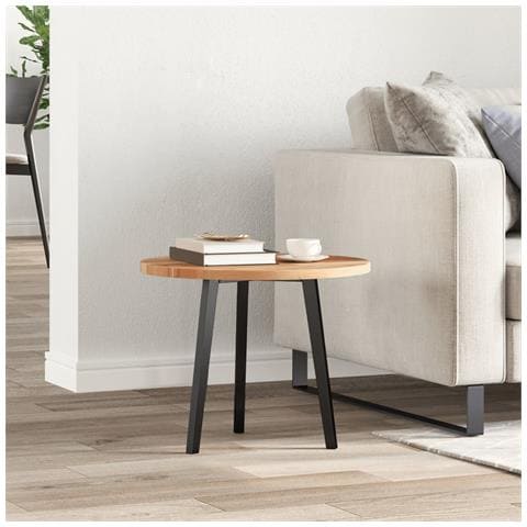 Piano Tavolo Rotondo 50x2 Cm In Legno Massello Di Acacia - Foto 3