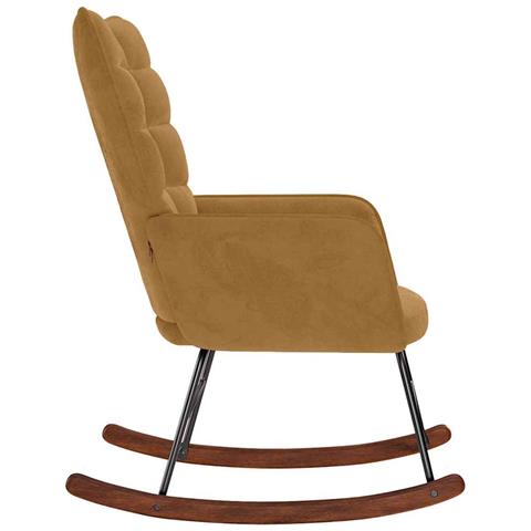 Sedia A Dondolo Marrone In Velluto - Foto 2