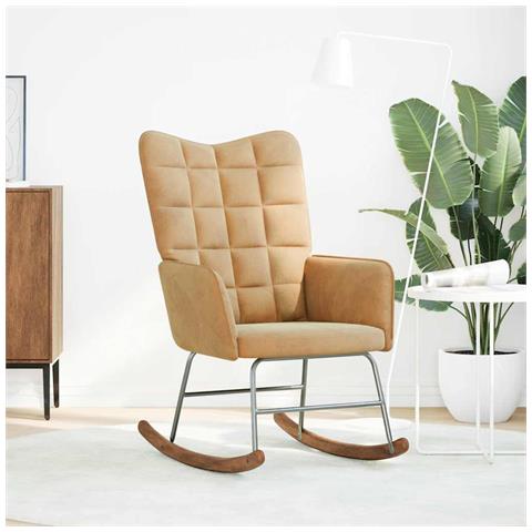 Sedia A Dondolo Marrone In Velluto - Foto 8