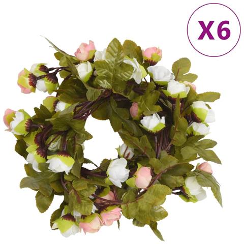 Ghirlande Fiori Artificiali Natale 6 Pz Champagne 215 Cm - Foto 1