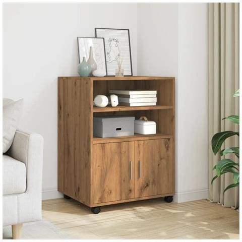 Armadietto Con Ruote Rovere Artigianale 60x48x81 Cm Truciolato - Foto 1