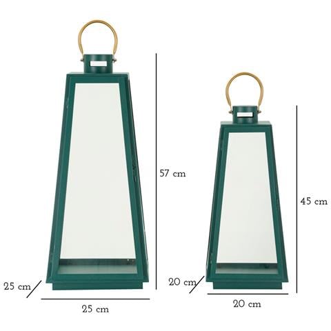 Lanterna Genofeffa - Verde - Metallo - 25x25x57 Cm - Foto 6