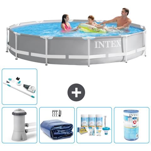 Piscina Fuori Terra - In Giro - 366x76 Cm - Grigio - Include Accessori Coordinati A2082 - Foto 1