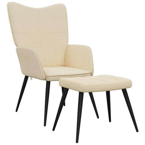 Lusso Casadino -  Sedia Relax Con Sgabello Crema In Tessuto - Foto 1