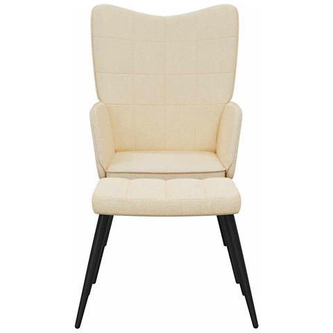 Lusso Casadino -  Sedia Relax Con Sgabello Crema In Tessuto - Foto 2