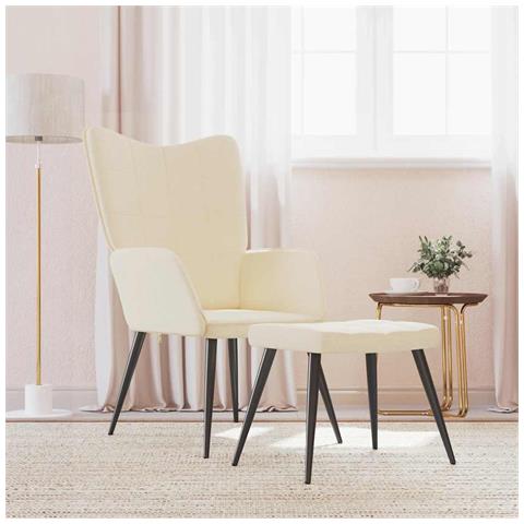 Lusso Casadino -  Sedia Relax Con Sgabello Crema In Tessuto - Foto 8