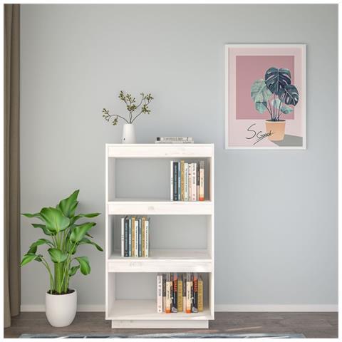 Libreria /divisorio Bianco 60x35x103cm In Legno Massello Di Pino - Foto 2