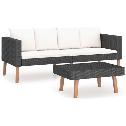 Lusso Casadino -  Set Divani Da Giardino 2 Pz Con Cuscini In Polyrattan Nero - Foto 1