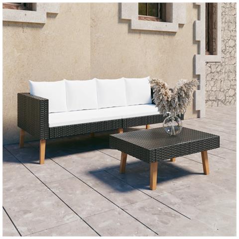 Lusso Casadino -  Set Divani Da Giardino 2 Pz Con Cuscini In Polyrattan Nero - Foto 8
