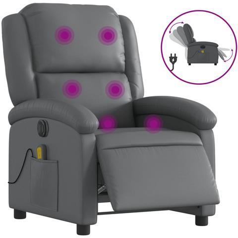 Lusso Casadino -  Poltrona Massaggiante Elettrica Reclinabile Grigio Similpelle - Foto 1