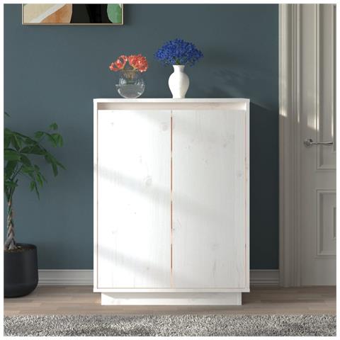 Lusso Casadino -  Scarpiera Bianca 60x35x80 Cm In Legno Massello Di Pino - Foto 8