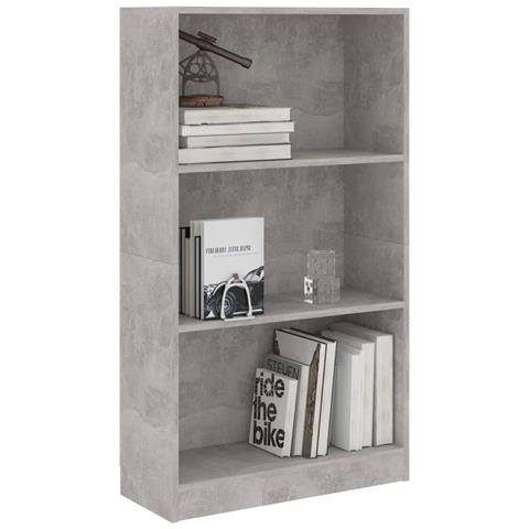 Lusso Casadino - Libreria A 3 Ripiani Cemento 60x24x109 Cm In Legno Multistrato - Foto 2