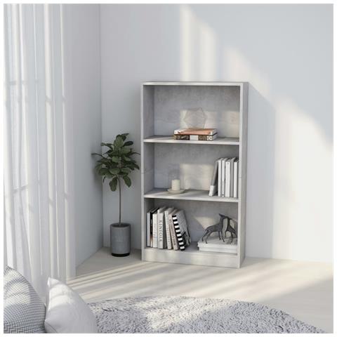 Lusso Casadino - Libreria A 3 Ripiani Cemento 60x24x109 Cm In Legno Multistrato - Foto 7