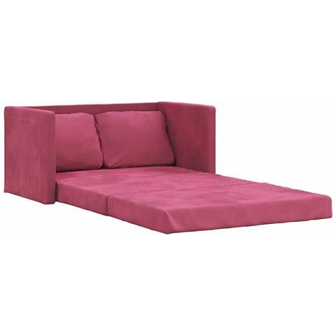 Divano Letto da Terra 2 in 1 Rosso Vino 122x204x55cm Velluto - Foto 1