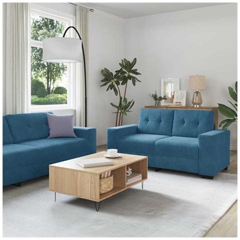 Set Divano 3 Pezzi con Cuscini Velluto Blu - Foto 2