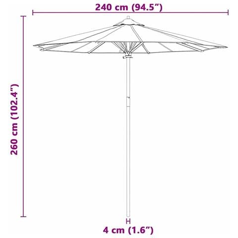Parasole da Giardino Bianco Panna 240x260 cm in Bambù - Foto 7