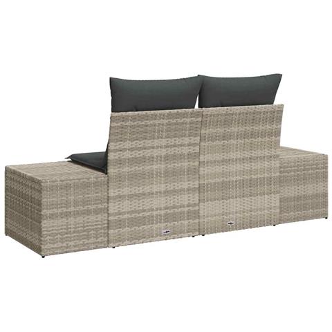 Divano da giardino a 2 posti di con spazio di archiviazione e cuscini grigio polyrattan - Foto 1